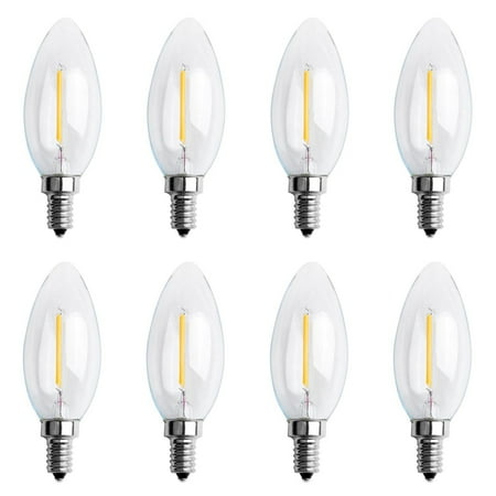 8X Dimmable E12 2W COB Candle Filament LED Light Bulb Lamp 10 x 3.5cm