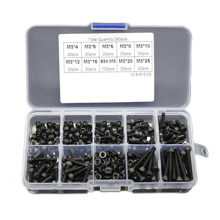 Younar 280pcs M3 Alloy Steel Grade12.9 Hex Socket Button Head Cap Bolts Screws Nuts Kit
Younar 280pcs M3 Alloy Steel Grade12.9 Hex Socket Button Head Cap Bolts Screws Nuts Kit
