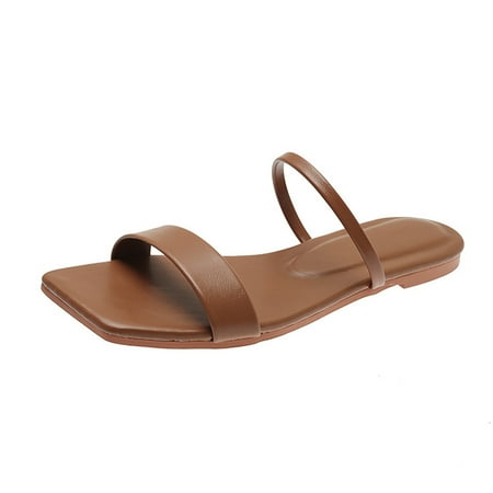 ZHAGHMIN Fashion Outwear Flat Bottom Slippers for Women 2023 New Korean Square Head Women S Slides Lady Shoes Pu Leather Flip Flops Brown Size6.5
ZHAGHMIN Fashion Outwear Flat Bottom Slippers for Women 2023 New Korean Square Head Women S Slides Lady Shoes Pu Leather Flip Flops Brown Size6.5
