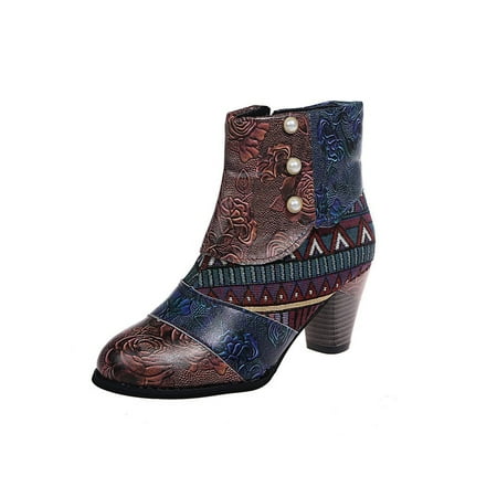 Lacyhop Ladies Ankle Boots Chunky Short Boot Pointy Toe High Heels Bootie Outdoor Fashion Winter Shoes Vintage Ethnic Print Booties Dark Brown 6.5
Lacyhop Ladies Ankle Boots Chunky Short Boot Pointy Toe High Heels Bootie Outdoor Fashion Winter Shoes Vintage Ethnic Print Booties Dark Brown 6.5