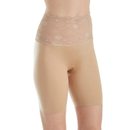 Women s MeMoi SLU-108 SlimLuxe Lace Mid Thigh Shaper (Nude/Nude L)