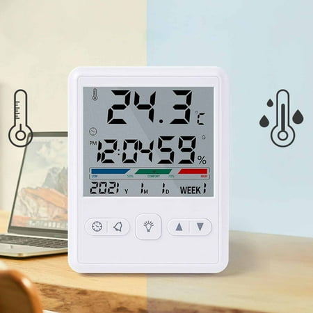 XIAOFFENN Indoor Hygrometer With Alarm Clock And Date Display Thermometers Digital Temperature Hygrometer With Large Screen Suitable For Office Bedroom And Greenhouse
XIAOFFENN Indoor Hygrometer With Alarm Clock And Date Display Thermometers Digital Temperature Hygrometer With Large Screen Suitable For Office Bedroom And Greenhouse