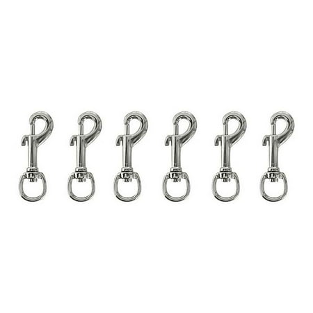 Lot Of (6) 1/2 x 3-1/8 Nickel Plated Iron Swivel Round Eye Bolt Snaps 40358-6