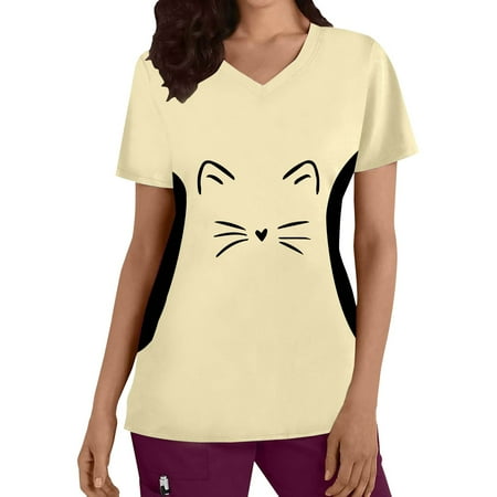 Cat Printed Working Uniform Womens Plus Size Top V Neck Short Sleeved Cats Prints T Shirt Blouse Scrubs Uniform Nurses
Cat Printed Working Uniform Womens Plus Size Top V Neck Short Sleeved Cats Prints T Shirt Blouse Scrubs Uniform Nurses
