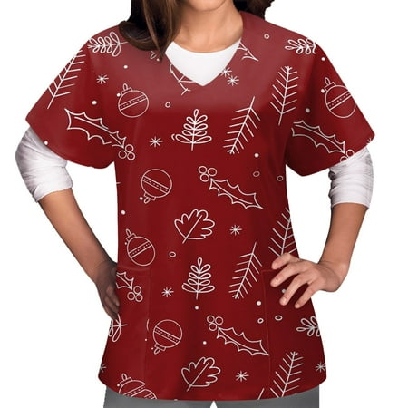 Scrub Tops Women Christmas Breathable Scrub Shirts Blouse V-Neck Fun T Shirts Workwear Uniform Tee with Pockets
Scrub Tops Women Christmas Breathable Scrub Shirts Blouse V-Neck Fun T Shirts Workwear Uniform Tee with Pockets