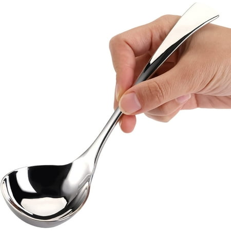 

Soup Spoon 9.4 Inch Sauce Drizzle Spoon with Spout Stainless Steel Gravy Mini Ladle Kitchen Utensils Table Serving