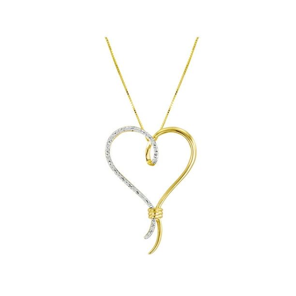 Brilliance Fine Jewelry 14kt Yellow Gold over Sterling Silver 1/10 Carat T.W. Diamond Over-Sized Heart Pendant, 18"