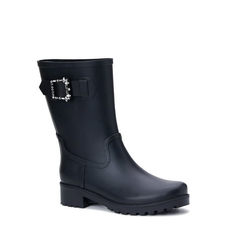 Time and Tru Women s Buckle Rain Boots