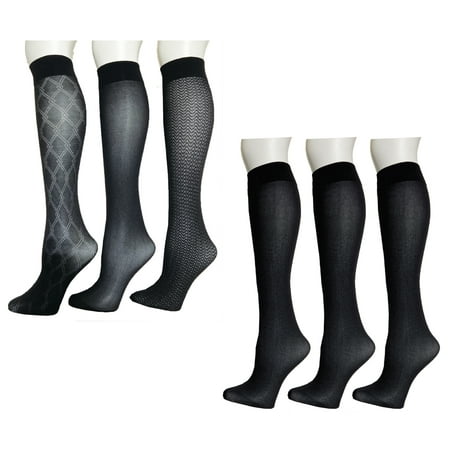 Badgley Mischa 6 Pack Plus Size Fashion Trouser Socks Geo-Basic