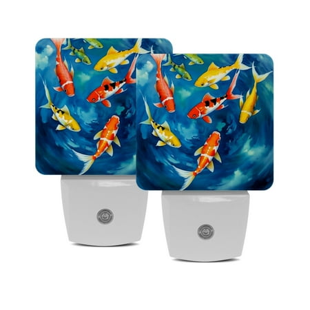 LED Night Light Lamp with Smart Sensor Dusk to Dawn Sensor 2-Pack for Bedroom Bathroom Hallway White 0.5W Plug-in Vintage Watercolor Art Koi
LED Night Light Lamp with Smart Sensor Dusk to Dawn Sensor 2-Pack for Bedroom Bathroom Hallway White 0.5W Plug-in Vintage Watercolor Art Koi