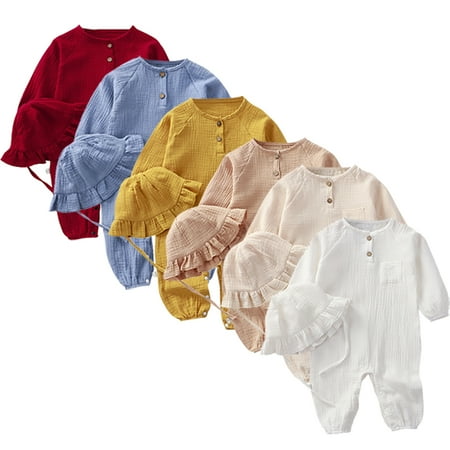 URMAGIC 0-24 Months Newborn Infant Baby Girl Outfit Clothes Toddler Solid Cotton Long Sleeve Bodysuit Romper With Hat 2PCS Jumpsuit Set
URMAGIC 0-24 Months Newborn Infant Baby Girl Outfit Clothes Toddler Solid Cotton Long Sleeve Bodysuit Romper With Hat 2PCS Jumpsuit Set