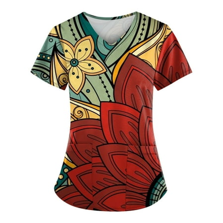 Apepal Women T-shirt Cute Print Short Sleeve V-neck Top Work Uniform Pocket Scrub Tops
Apepal Women T-shirt Cute Print Short Sleeve V-neck Top Work Uniform Pocket Scrub Tops