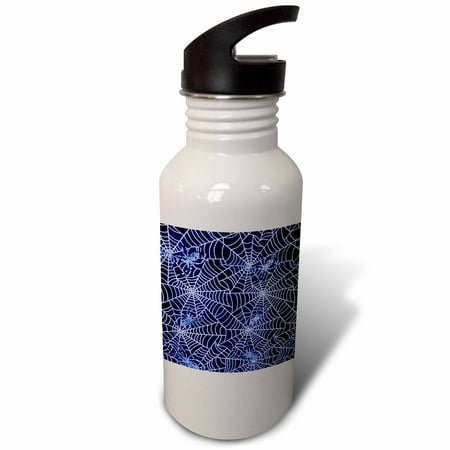 3dRose Blue Spider Webs Sports Water Bottle 21oz