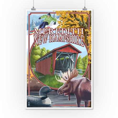 Meredith, New Hampshire - Montage Scenes - Lantern Press Poster (12x18 Art Print, Wall Decor Travel Poster)