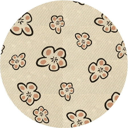 Ahgly Company Indoor Round Patterned Moccasin Beige Area Rugs 7 Round