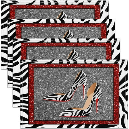 Zebra High Heels Table Mats for Kids Adults Luxury Red Silvery Sequin Print Valentine s Day Decor Home Party Decor Meal Mats Farmhouse Style Black White Stain Resistant Placemats 12x18 Set of 4
Zebra High Heels Table Mats for Kids Adults Luxury Red Silvery Sequin Print Valentine s Day Decor Home Party Decor Meal Mats Farmhouse Style Black White Stain Resistant Placemats 12x18 Set of 4