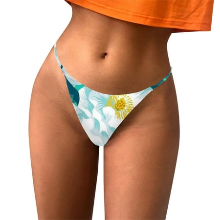 

Underwear Women Bikini Prints Thong Beach Style Lingerie G String T Back Underpants Cotton Soft Low Rise Womens Panties