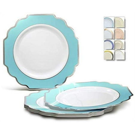 40 Pack Heavyweight Disposable Wedding Party Plastic (10.5 Dinner Plate Turquoise Blue/Green & Silver)
40 Pack Heavyweight Disposable Wedding Party Plastic (10.5 Dinner Plate Turquoise Blue/Green & Silver)