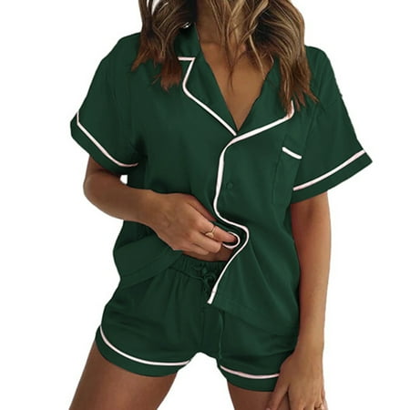 RedmL Pajamas Short Sleeve Drawstring Two Pieces Set Loungewear Turn Down Collar T-shirt Shorts Homewear Set for Summer
RedmL Pajamas Short Sleeve Drawstring Two Pieces Set Loungewear Turn Down Collar T-shirt Shorts Homewear Set for Summer