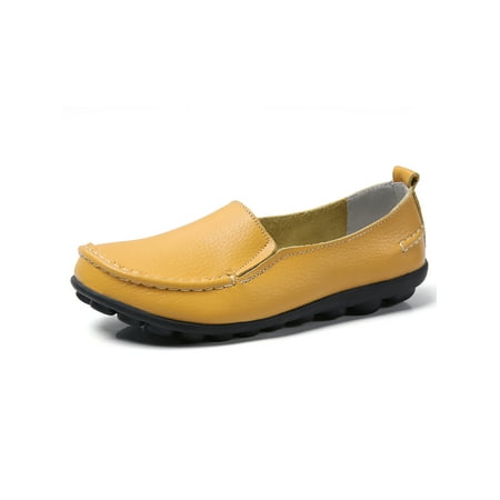 

Gomelly Black Flats Shoes Women Slip On Loafers Casual Dress Shoes Wide Width Non Slip Yellow US 8