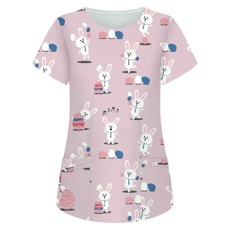 SUWHWEA Christmas Gift Scrub Tops Women Short Sleeve Tops Working Easter Rabbit Printed Pocket Blouse on Clearance
SUWHWEA Christmas Gift Scrub Tops Women Short Sleeve Tops Working Easter Rabbit Printed Pocket Blouse on Clearance