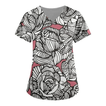 Women s Scrub Top Fashion Short Sleeve V-Neck Working Uniform Tops Fashion Printing Nurse Blouses with Pockets
Women s Scrub Top Fashion Short Sleeve V-Neck Working Uniform Tops Fashion Printing Nurse Blouses with Pockets