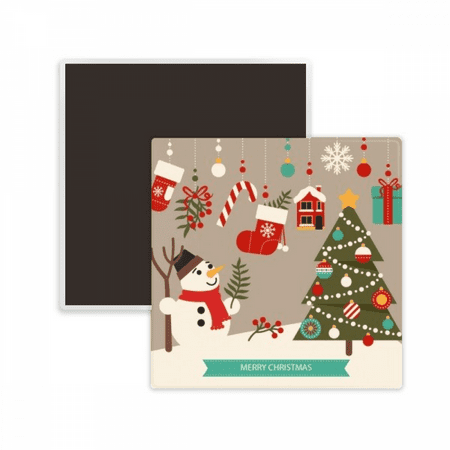 mas Snowman Tree Gloves Festival Square Ceracs Fridge Magnet Keepsake Memento