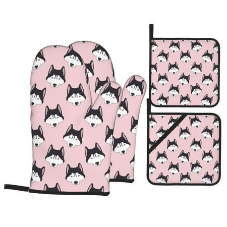 Oven Mitts and Pot Holders 4 pcs Set Cute Cartoon Husky Funny Pink Heat Resistant Pot Holders Oven Mitts for kitchen Non-Slip Hanging Loop Oven Glove Potholders for Baking Cooking
Oven Mitts and Pot Holders 4 pcs Set Cute Cartoon Husky Funny Pink Heat Resistant Pot Holders Oven Mitts for kitchen Non-Slip Hanging Loop Oven Glove Potholders for Baking Cooking