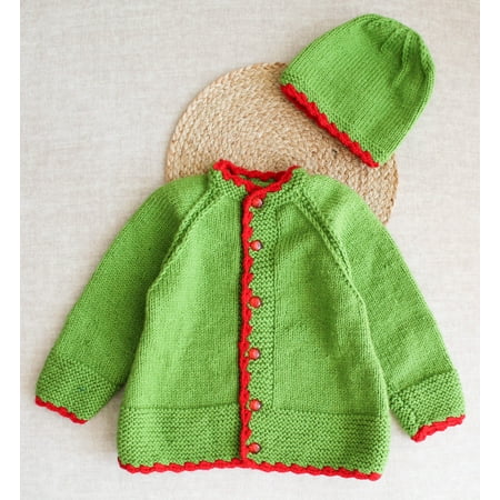 Woonie Handmade Full Sleeves Front Openable Cardigan With Cap-Green