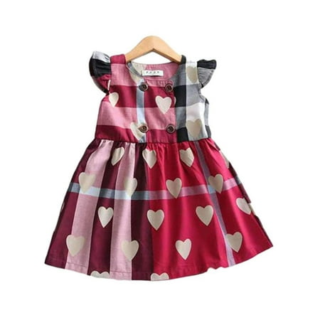 Meihuid Little Girls Casual Big Hem Dress Short Sleeve Cotton Linen Princess Sundress