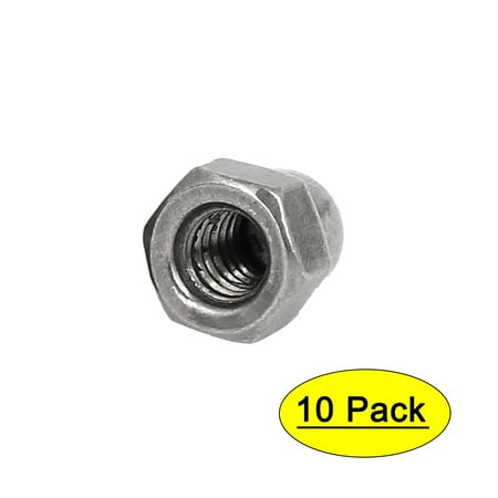 M4 Thread Dia 316 Stainless Steel Dome Head Cap Acorn Hex Nut Silver Tone 10pcs
