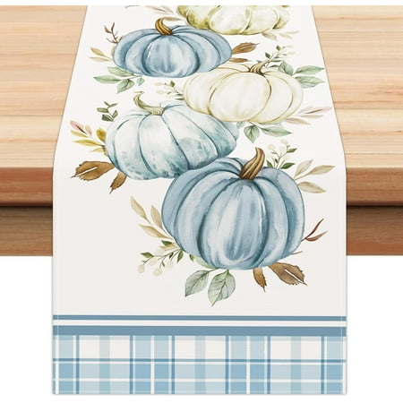 Fall Blue Pumpkins Eucalyptus Leaves Table Runner 13x72 Inch Buffalo Plaid Autumn Thanksgiving Kitchen Dinning Table Decoration for Indoor Outdoor Home Party Decor
Fall Blue Pumpkins Eucalyptus Leaves Table Runner 13x72 Inch Buffalo Plaid Autumn Thanksgiving Kitchen Dinning Table Decoration for Indoor Outdoor Home Party Decor