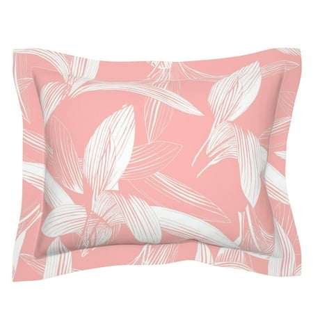 Tropical Jumbo Palm Leaves Hawaiian Botanical Plant Pillow Sham by Roostery
