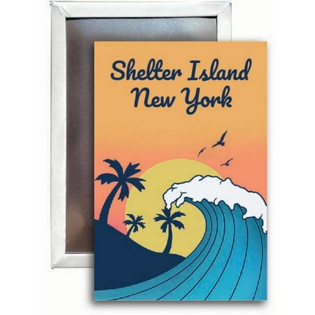 Shelter Island New York Souvenir 2x3 Fridge Magnet Wave Design