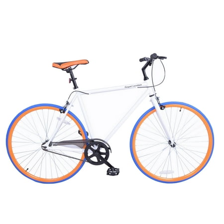 Royal London Fixie Fixed Gear Single Speed Bike - White/Orange/Blue