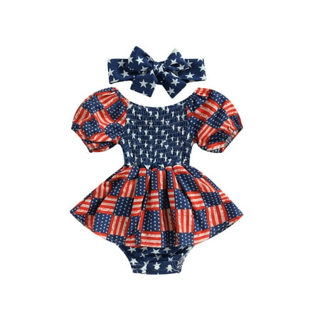 MissiMae Independence Day Infant Girls Romper Dress Flag Star Print Short Sleeve Boat Neck Ruched Jumpsuits Bodysuits with Headband 0-18M
MissiMae Independence Day Infant Girls Romper Dress Flag Star Print Short Sleeve Boat Neck Ruched Jumpsuits Bodysuits with Headband 0-18M