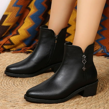 Uinagy Ladies Retro Simple Low Short Boots Mid Heel Pointed Toe Ankle Boots Western Boots
Uinagy Ladies Retro Simple Low Short Boots Mid Heel Pointed Toe Ankle Boots Western Boots