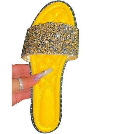 LOVECOCO Womens Sequin Slip On Slippers Rhinestone Summer Casual Open Toe Flats Walking Shoes
LOVECOCO Womens Sequin Slip On Slippers Rhinestone Summer Casual Open Toe Flats Walking Shoes