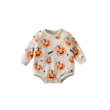 Baby Girls Halloween Pumpkin Print Romper Infant Long Sleeve O Neck Casual Bodysuit Cute Fall Clothing
Baby Girls Halloween Pumpkin Print Romper Infant Long Sleeve O Neck Casual Bodysuit Cute Fall Clothing