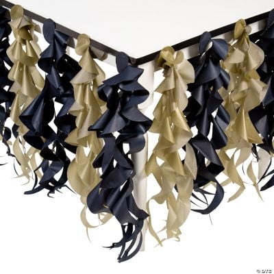 Black & Gold Swirl Table Skirt Graduation Party Supplies 1 Piece