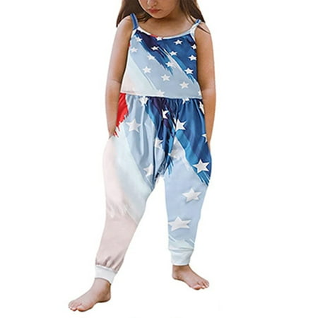 Woobling Kids Romper US Flag Printed Bodysuit Straight Leg Jumpsuit Girls Comfort Clothes One-Piece Pants CC01883-AS 110
Woobling Kids Romper US Flag Printed Bodysuit Straight Leg Jumpsuit Girls Comfort Clothes One-Piece Pants CC01883-AS 110