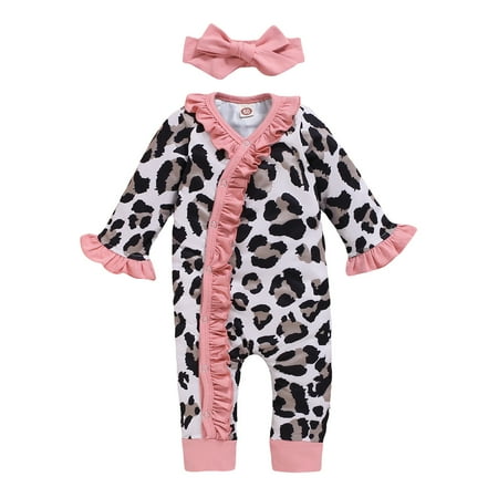 OLLUISNEO Newborn Baby Girls Romper Winter Romper Leopard Pattern Round Neck Long Sleeve Single-row Button Jumpsuit With Headband 3-6 Months
OLLUISNEO Newborn Baby Girls Romper Winter Romper Leopard Pattern Round Neck Long Sleeve Single-row Button Jumpsuit With Headband 3-6 Months
