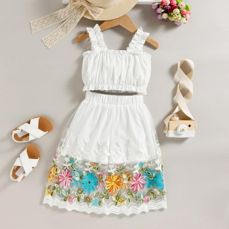 QISIWOLE Toddler Kids Baby Girls Fashion Cute Solid Color Sleeveless Ruffles Top Mesh Embroidery Flowers Skirt Suit Deals
QISIWOLE Toddler Kids Baby Girls Fashion Cute Solid Color Sleeveless Ruffles Top Mesh Embroidery Flowers Skirt Suit Deals