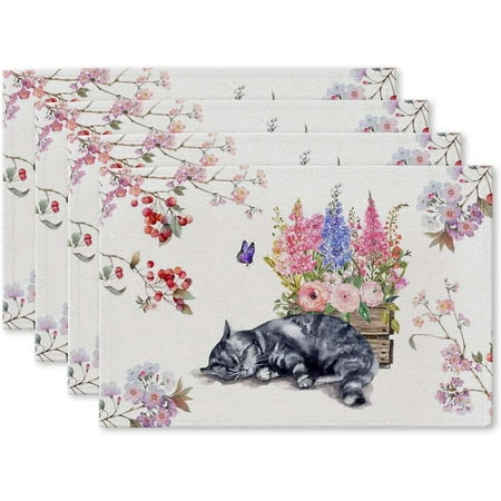 SPXUBZ Placemats Spring Flowers Cat Nap 18x12 Inch Placemats for Family Table Holiday Decoration Placemat Set of 4
SPXUBZ Placemats Spring Flowers Cat Nap 18x12 Inch Placemats for Family Table Holiday Decoration Placemat Set of 4
