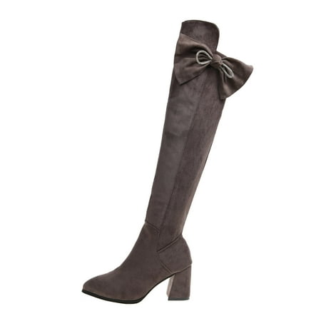 Women Walking Shoes Ladies Fashion Suede Rhinestone Bow Side Zipper Pointed Toe Chunky High Heel Over Knee Boots Over-The-Keen Boots for Women Flock Grey
Women Walking Shoes Ladies Fashion Suede Rhinestone Bow Side Zipper Pointed Toe Chunky High Heel Over Knee Boots Over-The-Keen Boots for Women Flock Grey