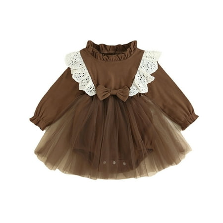 Jalioing Baby Girls Patchwork Dresses Lace Ruffled Long Sleeve Bow Front Mesh Short Skirt Jumpsuit (6-9 Months Coffee)
Jalioing Baby Girls Patchwork Dresses Lace Ruffled Long Sleeve Bow Front Mesh Short Skirt Jumpsuit (6-9 Months Coffee)