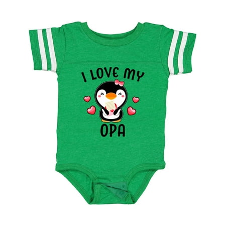 Inktastic I Love My Opa with Cute Penguin and Hearts Gift Baby Girl Bodysuit