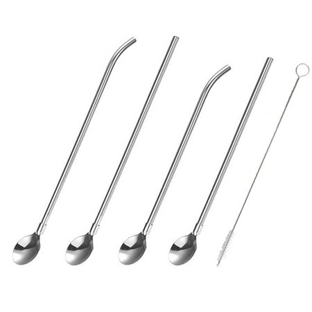 Straws Spoon 5pcs Stainless Steel Straw Spoon Set Creative Drinking Spoons for Coffee Cocktail (Short Straight Spoon + Short Curved Spoon + Long Straight Spoon + Long Curved Spoon + 6cm Tube Brush
Straws Spoon 5pcs Stainless Steel Straw Spoon Set Creative Drinking Spoons for Coffee Cocktail (Short Straight Spoon + Short Curved Spoon + Long Straight Spoon + Long Curved Spoon + 6cm Tube Brush