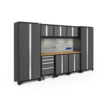 NewAge Products Bold Series Gray 9 Piece Cabinet Set Heavy Duty 24-Gauge Steel Garage Storage System Includes LED Lights / Slatwall / Hook Kit
NewAge Products Bold Series Gray 9 Piece Cabinet Set Heavy Duty 24-Gauge Steel Garage Storage System Includes LED Lights / Slatwall / Hook Kit