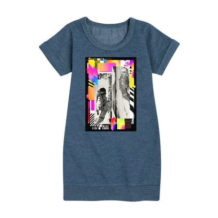 MTV Moon Person - Geo Collage - Toddler And Youth Girls Fleece Dress
